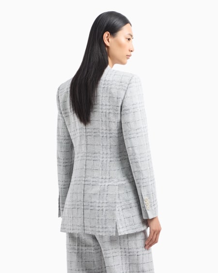 Armani Blazer de abotonadura doble en mezcla de lino con motivo a cuadros Icon Envío internacional gratuito