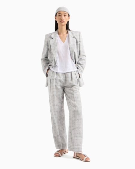 Armani Pantalones con pinzas en mezcla de lino con motivo a cuadros Icon Tienda de fábrica