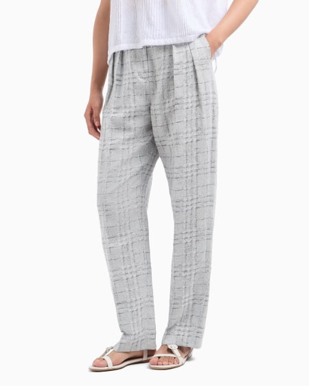 Armani Pantalones con pinzas en mezcla de lino con motivo a cuadros Icon Tienda de fábrica
