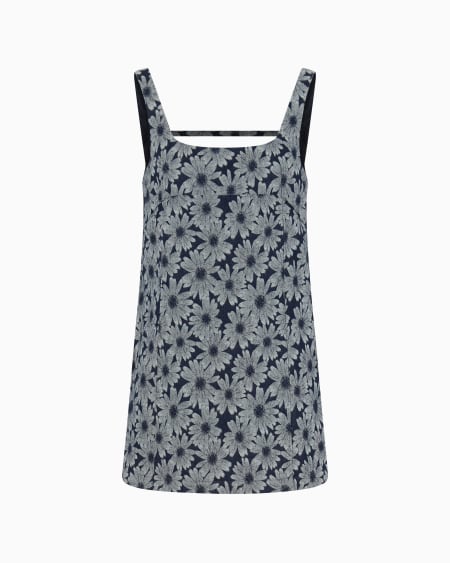 Armani Vestido de denim con motivo integral de margaritas en tejido jacquard cápsula Peace ASV Ahorra y exporta