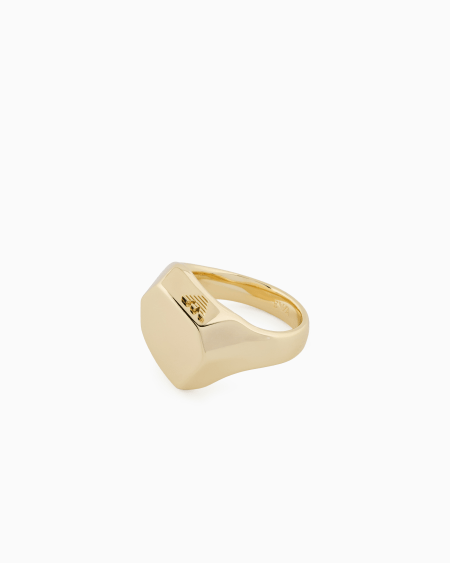 Armani Anillo con punto focal central de latón dorado En oferta