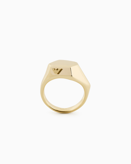 Armani Anillo con punto focal central de latón dorado En oferta