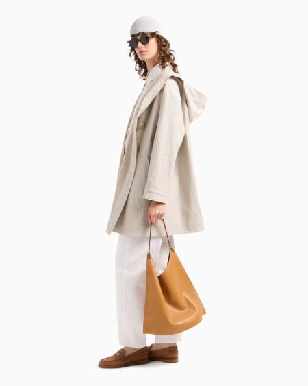 Armani Abrigo de lino revestido con capucha Icon Descuento por venta flash