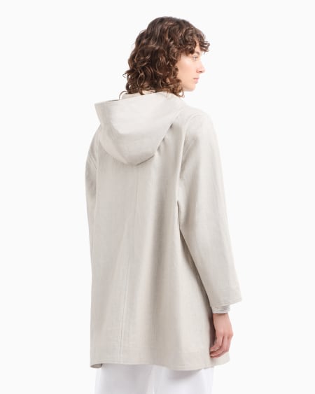 Armani Abrigo de lino revestido con capucha Icon Descuento por venta flash