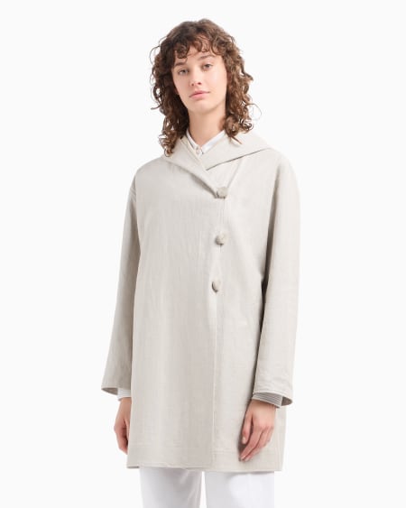 Armani Abrigo de lino revestido con capucha Icon Descuento por venta flash