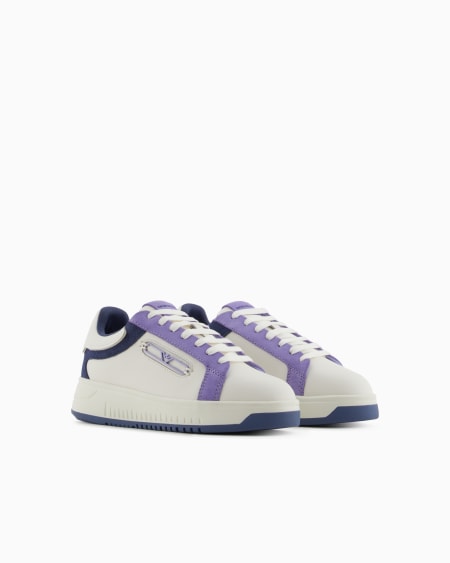 Armani Deportivas de piel con detalles de ante y placa de águila Ofertas especiales