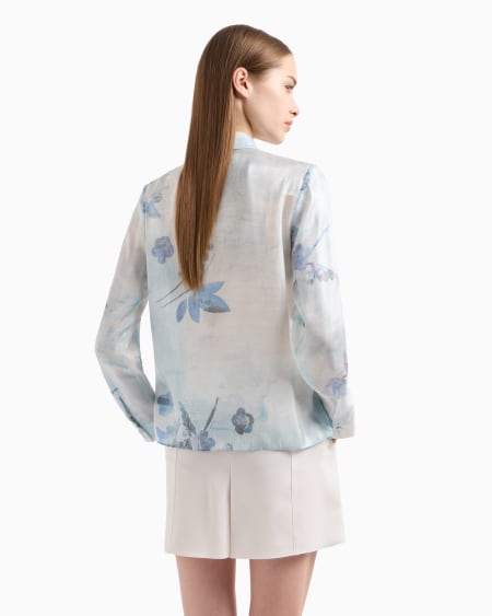 Armani Camisa de tejido trilobal con estampado floral batik En línea