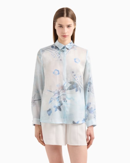 Armani Camisa de tejido trilobal con estampado floral batik En línea