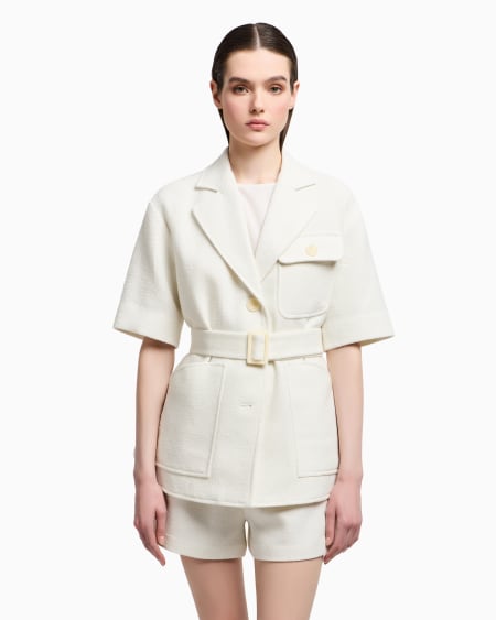 Armani Chaqueta sahariana en mezcla de lana con efecto microbouclé Outlet