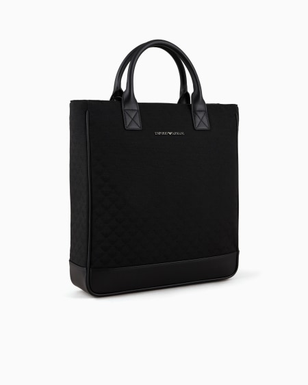 Armani Bolso tote de nailon con motivo integral de águila en tejido jacquard Ofertas