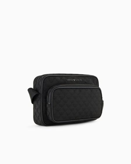 Armani Bolso bandolera de nailon con motivo integral de águila en tejido jacquard En oferta