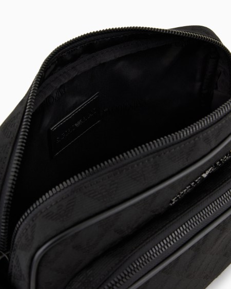 Armani Bolso bandolera de nailon con motivo integral de águila en tejido jacquard En oferta