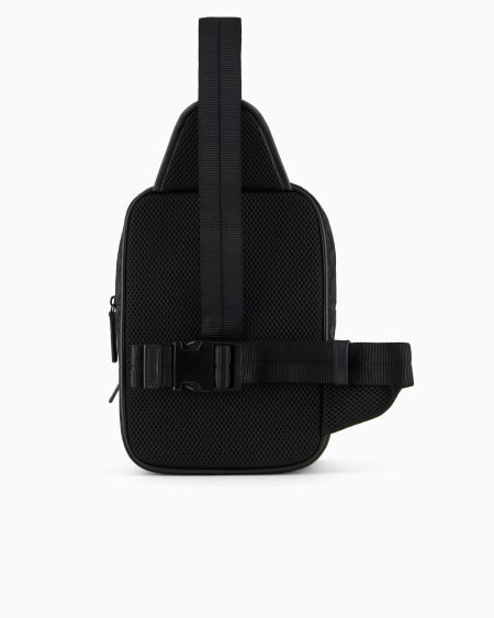 Armani Mochila de un solo tirante de nailon con motivo integral de águila en tejido jacquard Gran oferta