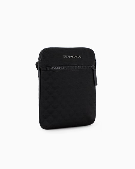 Armani Bolso bandolera plano de nailon con motivo integral de águila en tejido jacquard Rebajas baratas