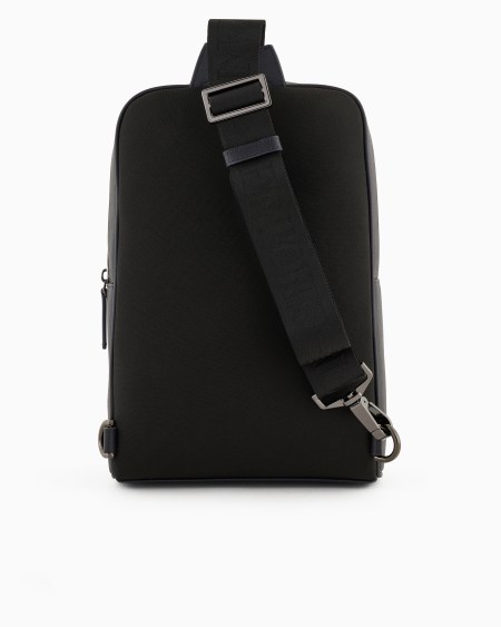 Armani Mochila de un solo tirante en piel saffiano regenerada y nailon reciclado ASV Rebajas de fábrica