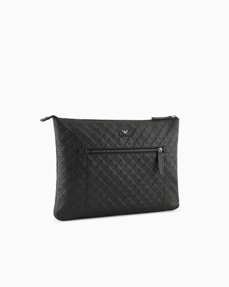 Armani Maxibolso de mano en piel con motivo integral de águila en relieve Ventas relámpago