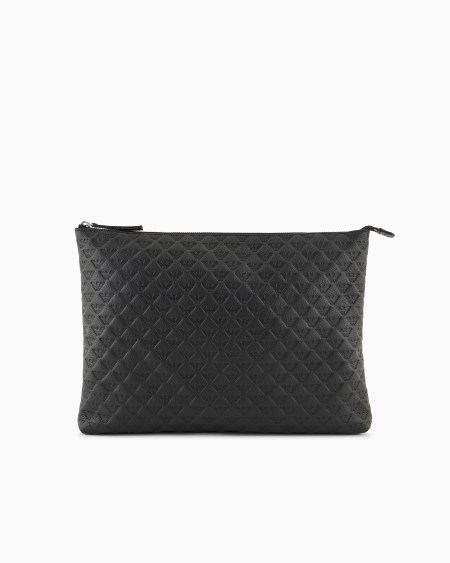Armani Maxibolso de mano en piel con motivo integral de águila en relieve Ventas relámpago