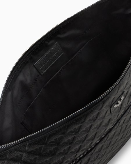 Armani Maxibolso de mano en piel con motivo integral de águila en relieve Ventas relámpago