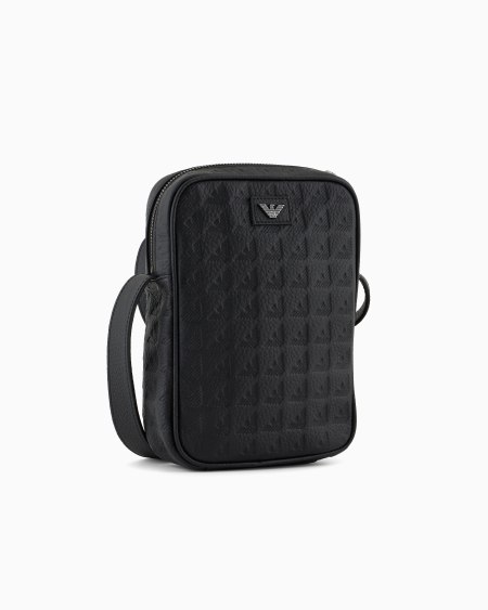 Armani Funda para dispositivos electrónicos de piel con motivo integral de águila en relieve Descuento