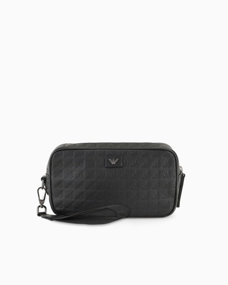 Armani Bolso bandolera de piel con águila repujada por toda la superficie Rebajas online