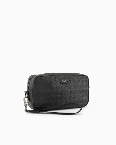 Armani Bolso bandolera de piel con águila repujada por toda la superficie Rebajas online