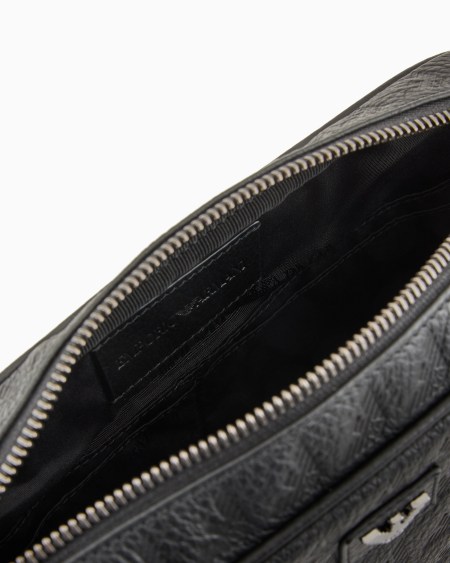 Armani Bolso bandolera de piel con águila repujada por toda la superficie Rebajas online