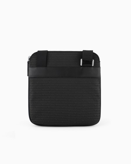 Armani Bolso bandolera plano en tejido jacquard de nailon con inscripción integral de logotipo Último día