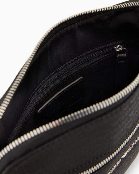 Armani Bolso bandolera plano en tejido jacquard de nailon con inscripción integral de logotipo Último día