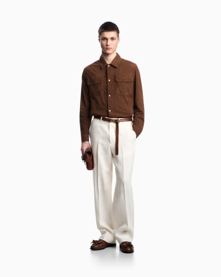 Armani Chaqueta en ante de cabra microcalado Icon Precio de fábrica