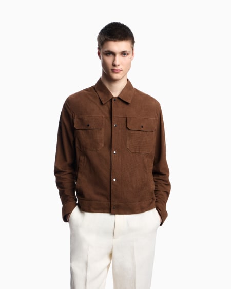 Armani Chaqueta en ante de cabra microcalado Icon Precio de fábrica