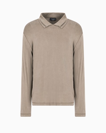 Armani Polo en lyocell elástico de canalé ASV Icon Oferta especial de fábrica