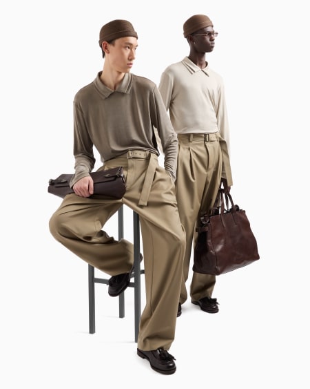 Armani Polo en lyocell elástico de canalé ASV Icon Oferta especial de fábrica