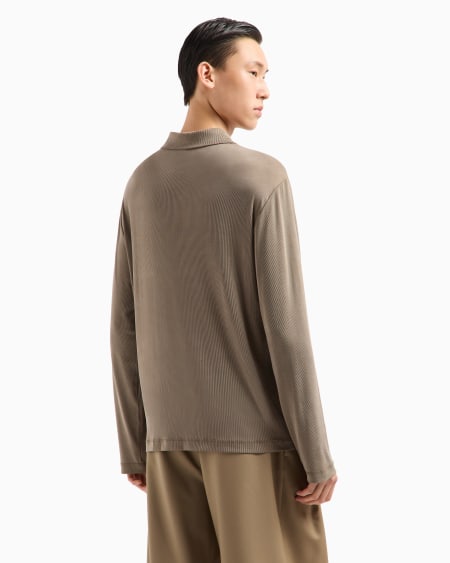 Armani Polo en lyocell elástico de canalé ASV Icon Oferta especial de fábrica