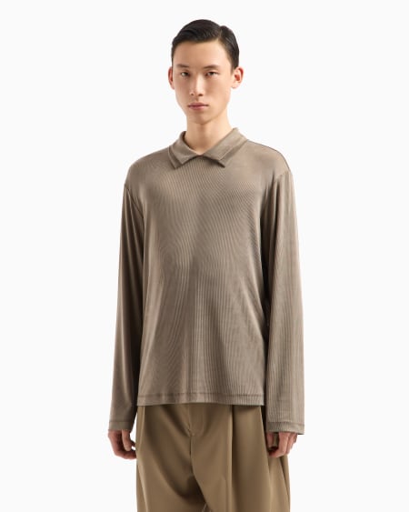 Armani Polo en lyocell elástico de canalé ASV Icon Oferta especial de fábrica