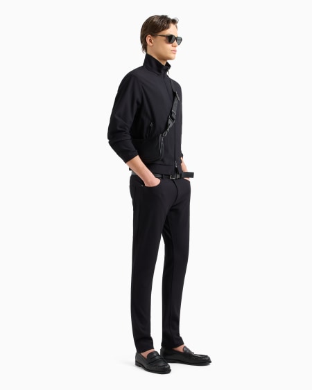 Armani Pantalones de cinco bolsillos en nailon elástico con efecto canneté Promoción trimestral