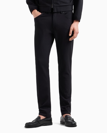 Armani Pantalones de cinco bolsillos en nailon elástico con efecto canneté Promoción trimestral