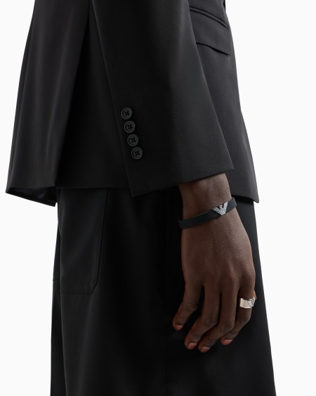 Armani Pulsera con placa de silicona negra Solo queda un día