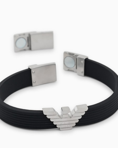 Armani Pulsera con placa de silicona negra Solo queda un día
