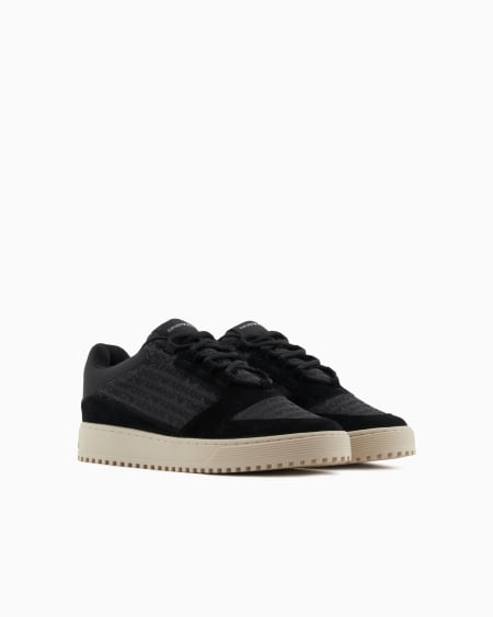 Armani Deportivas de tejido jacquard con inscripción del logotipo y detalles de ante Grandes descuentos