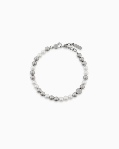 Armani Pulsera con cuentas de vidrio blanco