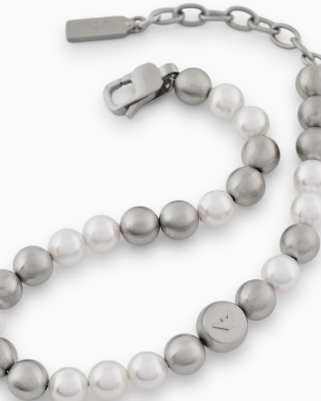 Armani Pulsera con cuentas de vidrio blanco Liquidación