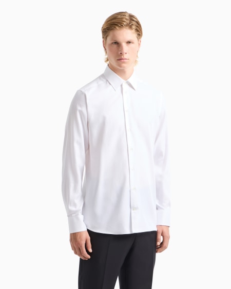 Armani Camisa de algodón microestructurado con acabado suave Envío internacional gratuito