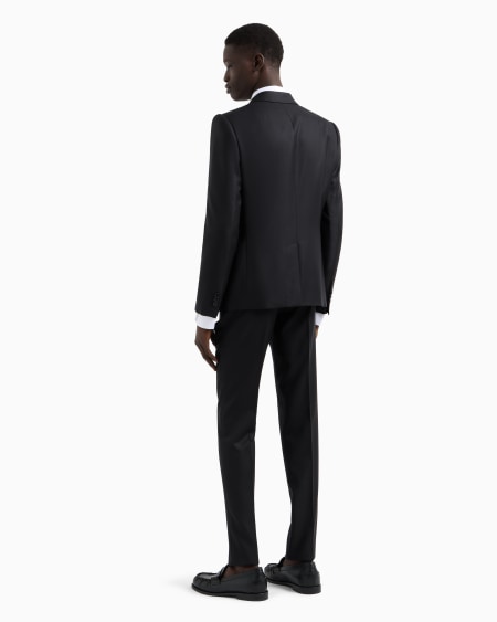 Armani Traje de abotonadura sencilla slim fit en lana virgen con microfantasía de tejido jacquard Limitado a 3 días