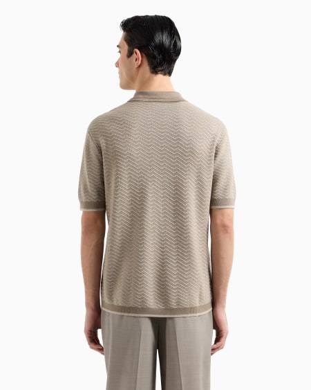 Armani Jersey con cuello tipo polo en mezcla de lana y lyocell con puntos fantasía ASV Ahorra y exporta