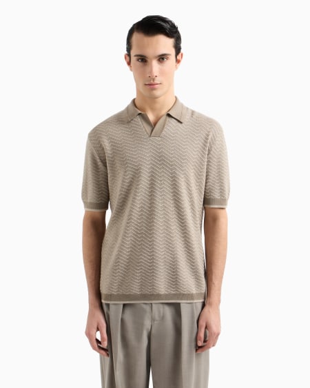 Armani Jersey con cuello tipo polo en mezcla de lana y lyocell con puntos fantasía ASV Ahorra y exporta