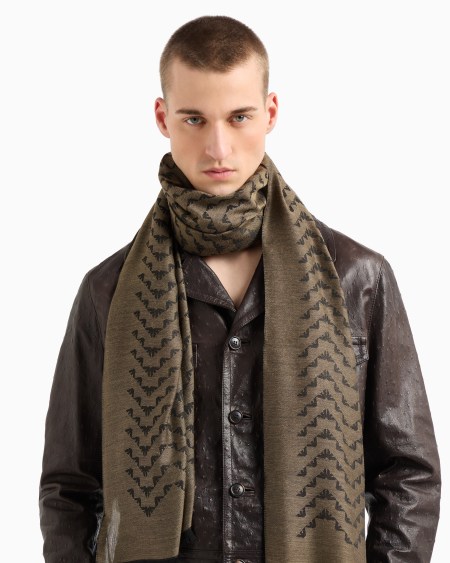 Armani Estola en mezcla de modal con motivo integral de águilas en tejido jacquard Precios de Black Friday
