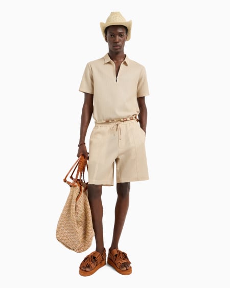 Armani Polo de punto microcalado con cremallera Oferta exclusiva