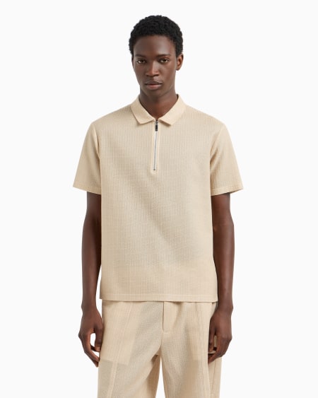 Armani Polo de punto microcalado con cremallera Oferta exclusiva