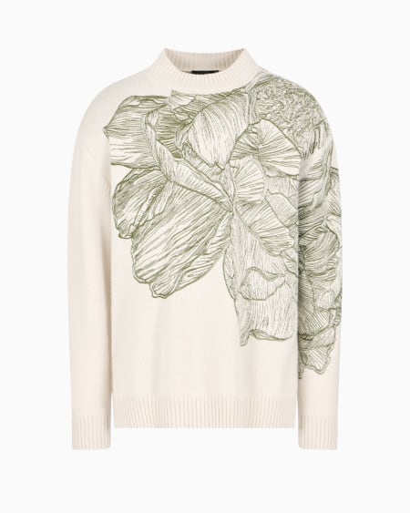 Armani Jersey de mezcla de alpaca con bordado de flor y libélula Descuento por venta flash