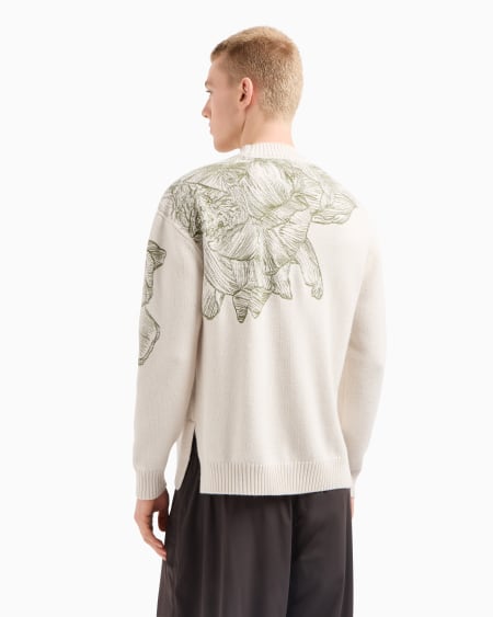 Armani Jersey de mezcla de alpaca con bordado de flor y libélula Descuento por venta flash